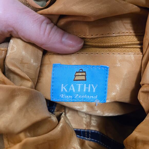 Kathy Van Zeeland Embellished Croc Shoulder Bag Navy - Picture 11 of 11